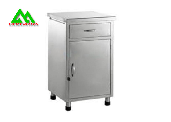 China Metal Hospital Ward Equipment Stainless Steel Bedside Table With Drawer supplier